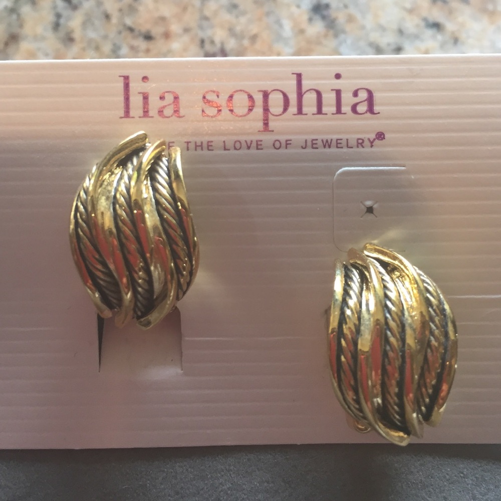 Lia Sophia Gold-Tone Twisted Hoop Clip Earrings